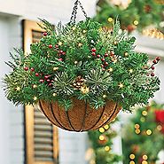 Pre Lit Christmas Hanging Baskets with Lights