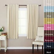 Solid Thermal Insulated Back Tap Blackout Curtain 52"W x 63"L, 1 Set, Beige