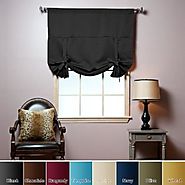 Tie-Up Shade Solid Insulated Thermal Blackout Window Shade 63"L-BLACK - TUB