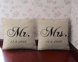 Personalized Mr and Mrs pillow Burlap Mr. & Mrs. Pillow Set Custom throw pillow cover couple cushion case wedding gif...