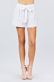 Waist Bow Tie Y/d Stripe Short Pants – JoinWear