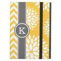 Yellow and Gray Monogram Chevron and Floral - iPad Air Case