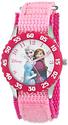 Disney Kids' W000969 "Frozen Anna Snow Queen Time Teacher" Stainless Steel Watch with Pink Nylon Band