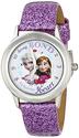 Disney Kids' W000972 "Frozen Tween Anna Snow Queen Elsa" Stainless Steel Watch with Purple Band