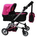 Babyboo Deluxe Doll Pram with Swiveling Wheels & Adjustable Handle and Free Carriage Bag