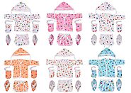Toddylon® Baby Boy/Baby Girl 6 Jhabla/Shirts with 6 Nappies, 6 Cap and 6 Pairs of Mitten & Booty (0-6 Months) (Assort...