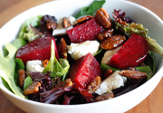 Baby Greens with Goat Cheese, Beets and Candied Pecans | Skinnytaste