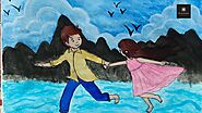 #boygirllove #scenery Boy with Love | Boy and girl | Painting of girl and boy | cute couple drawing
