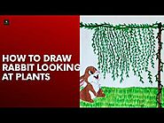How to draw rabbit looking at plants