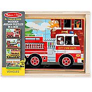 Melissa & Doug Wooden Jigsaw Puzzles in a Box - Vehicles