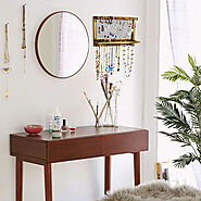 Wooden Jewelry Holder with Bracelet Rod & 16 Hooks