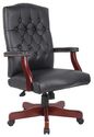 Boss Traditional Executive Black Caressoft Chair With Mahogany Finish Black