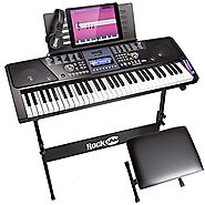 RockJam, 61-Key Keyboard SuperKit with Stand, Stool, Headphones & Power Supply, KeyNote Stickers & Simply Piano App, ...