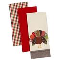 DII Set of 3 Thanksgiving Turkey Themed Kitchen Dish Towels