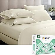600 Thread Count 100% Cotton Sheets – Ivory Extra Long-staple Cotton Twin Sheets for Kids & Adults, Fits Mattress 15'...