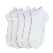 Bamboo Ankle Socks Women Lightweight sock Odor Resistant Low Cut Breathable Sock 5 Pairs (White, Large)