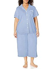 Karen Neuburger Women's Short Sleeve Girlfriend Capri Pajama Set Sleepwear, -dot/coral, XL