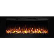 PuraFlame Alice 50 Inches Recessed Electric Fireplace, Wall Mounted for 2 X 6 Stud, Log Set & Crystal, 1500W Heater, ...