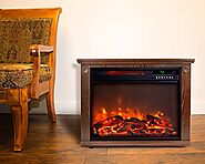 Lifesmart Large Room Infrared Quartz Fireplace in Burnished Oak Finish w/Remote