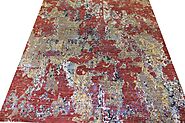 Buy 8x10 Contemporary Rugs Red / Multi Fine Hand Knotted Wool Area Rug - MR022157 | Monarch Rugs