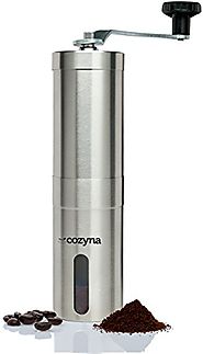 Cozyna Ceramic Burr Manual Coffee Grinder, Portable Coffee Mill, Stainless Steel - Aeropress Compatible