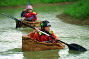 The Yorkshire Pudding Boat Race: Brawby, North Yorkshire, England.