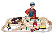 Melissa & Doug Children's Wooden Railway Set (Ages 3-10)