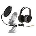 Blue Microphones Yeti USB Multi-Pattern Microphone with Full Size Studio Headphones and Knox Pop Filter for Yeti Micr...