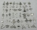 Wholesale 50pcs Bulk Lots Tibetan Silver Plated Mixed Pendants Charms Jewelry
