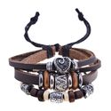 Lureme Vintage Charm Bead Braided Multi Strand Adjustable Leather Bracelet for Women and Men 06000582*