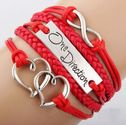 KMG Antique Infinity Charm One DIrection Infinity HEART Braided Red cord Leather Mixed Bracelet Wristbands Xmas Gift