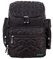 Shona Quilted 5 Piece Diaper Bag Backpack Set, Dry bag and changing pad (Black)