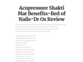 Acupressure Shakti Mat Benefits-Bed of Nails-Dr Oz Review
