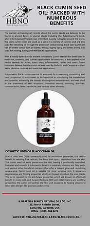 Get Black Cumin Seed Oil with Numerous Benefits at HBNO