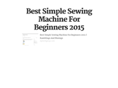 Best Simple Sewing Machine For Beginners 2015