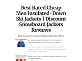 Best Rated Cheap Men Insulated-Down Ski Jackets | Discount Snowboard Jackets Reviews