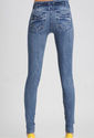 Spandex Stretch Blue Denim Skinny JEANEEZ Jeans Look Jeggings Leggings Tights