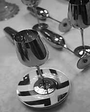 BUY Black Koya Metallic Silver Champagne Glasses|Angie Homes