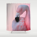 Pink Flamingo Shower Curtain by Erika Kaisersot