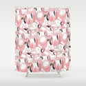 Pink Flamingo Pattern Shower Curtain by Vicky Webb