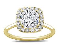 Plain Band Cushion Halo Engagement Setting