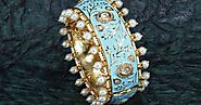 Fascinating Design Micro Gold Plated Brass Made Hand Painted Kundan Meena Bangle