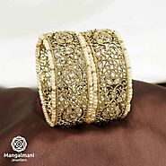 RESPLENDENT AD STONE WITH REVERSE AD LOOK POLKI BANGLES