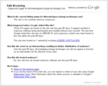 Google Safe Browsing diagnostic page for google.com