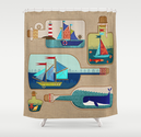 Ahoy There Shower Curtain by Margot Miller
