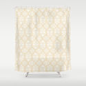 Burlap and Lace Damask Shower Curtain by Antique Images
