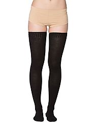 American Apparel Cotton Solid Thigh-High Socks - Black / One Size