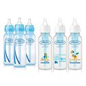 Dr. Browns Baby Bottles Boys 6 Pack - 3 (8 oz) Blue and 3 (8 oz) Clear Bottles with New Prints