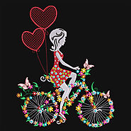 Girl With Floral Bicycle Machine Embroidery Design | Cre8iveSkill