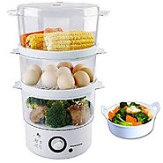 Ovente FS53W Triple-Tiered Electric Food Steamer, White